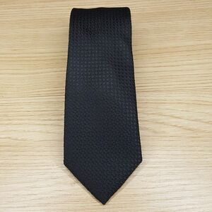 NICK GRAHAM Mens Neck Tie Solid Black Textured Pointed Classic